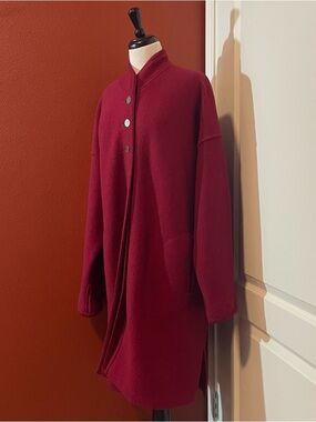 Geiger Women’s Vintage Austrian Boiled Wool Button Front Red Long Coat